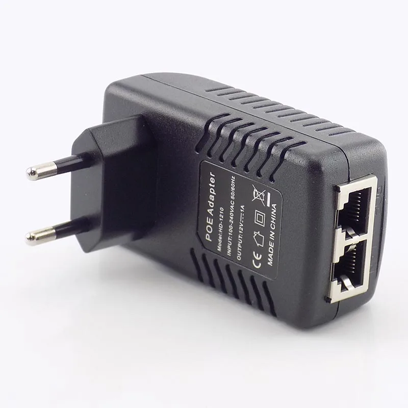 12v 1a injetor poe plugue de parede interruptor poe adaptador de fonte de alimentação adaptador ethernet sem fio para câmera ip cctv eua/ue plug c6