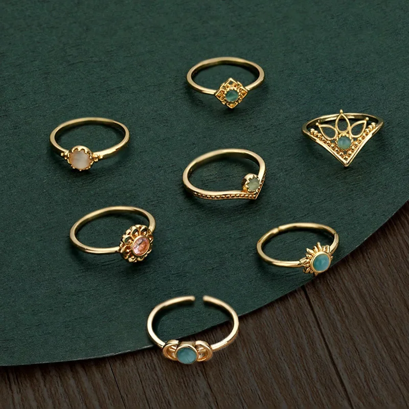 Trend Opal Fingerringe für Frauen Edelstahl verstellbare Paar geometrische offene Ring handgemachte ästhetische Schmuck Geschenk Anillos