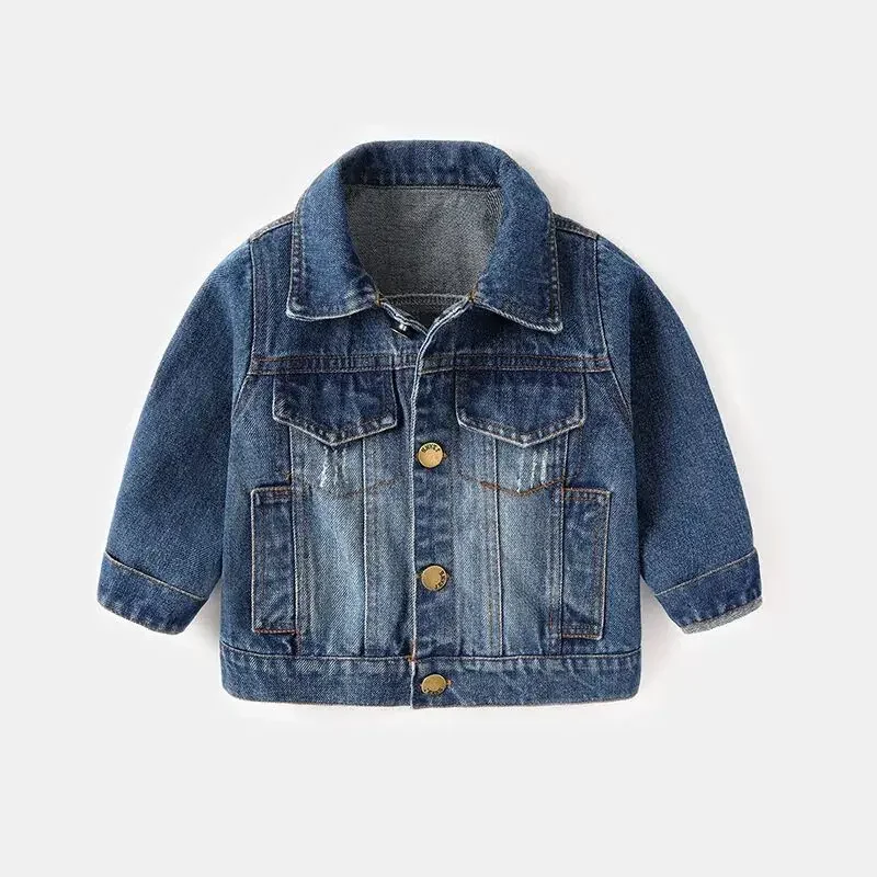 

Children's Casual Denim Jacket Toddler Baby Solid Color Lapel Coat for Spring Autumn Boys And Girls Kids Top
