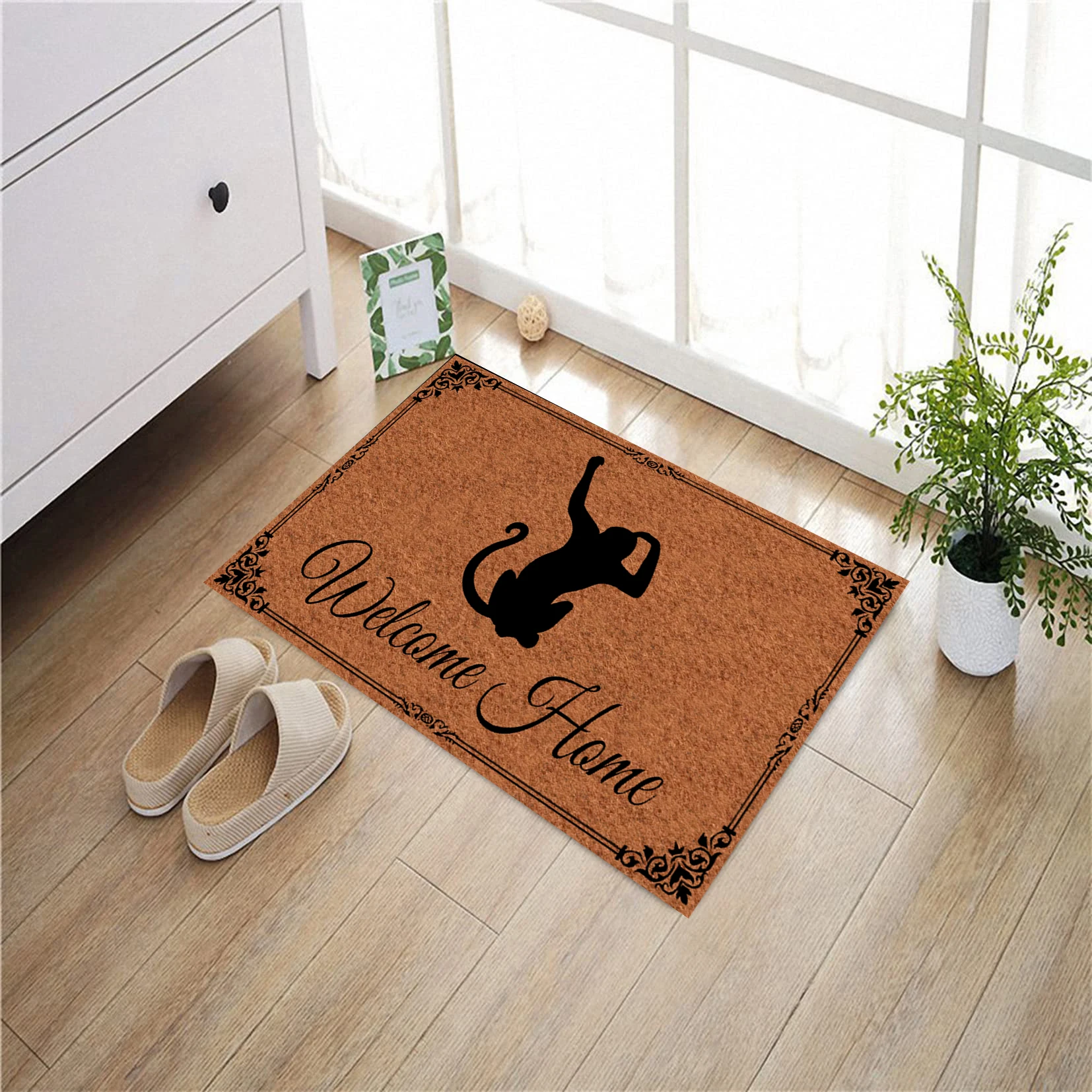 Doormat Welcome Home Monkey Entrance Floor Mat Rubber Non Slip Backing Door Mat 30x18 Inches