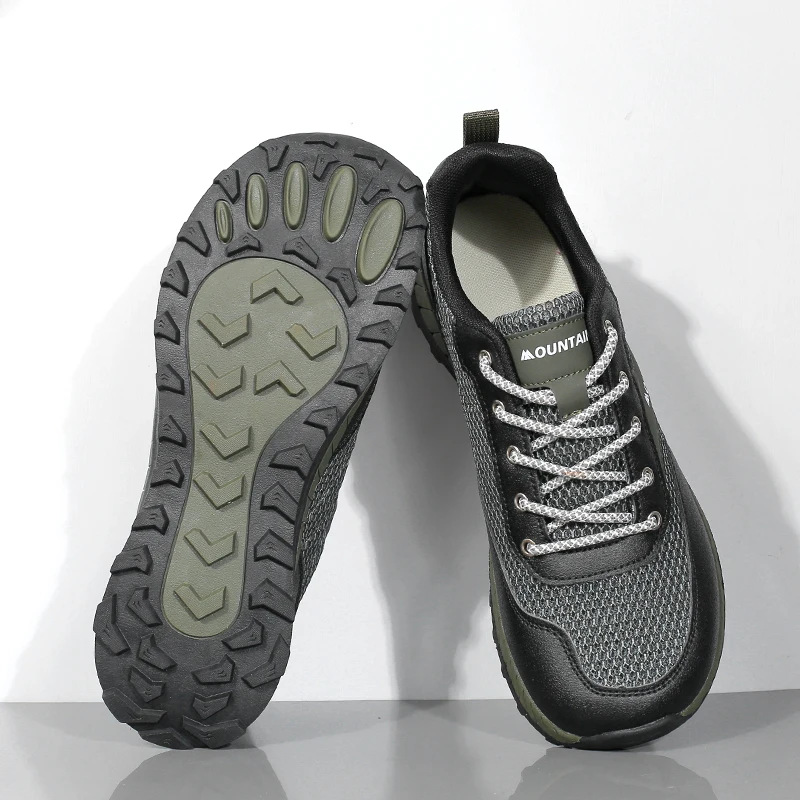 Mens Wide-Toe Shoes Hiking Shoes Women Outdoor Trail Trekking Shoes Breathable Lace-up Sneakers Non-slip Wading Shoes Mesh Shoe
