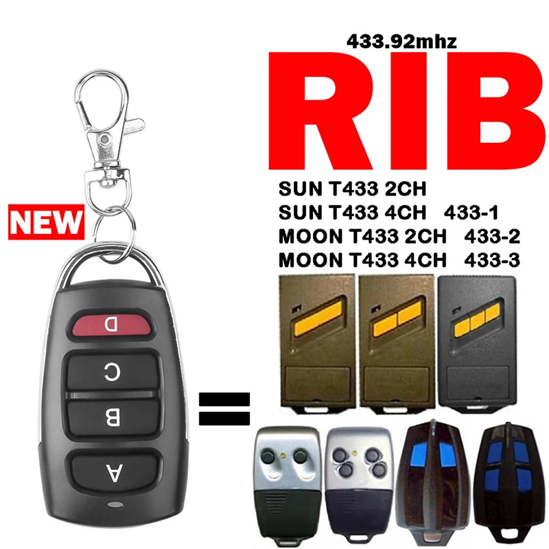 

RIB SUN MOON T433 2CH 4CH 433-1 433-2 433-3 Remote Control Garage Door Opener 433.92MHz Fixed Code