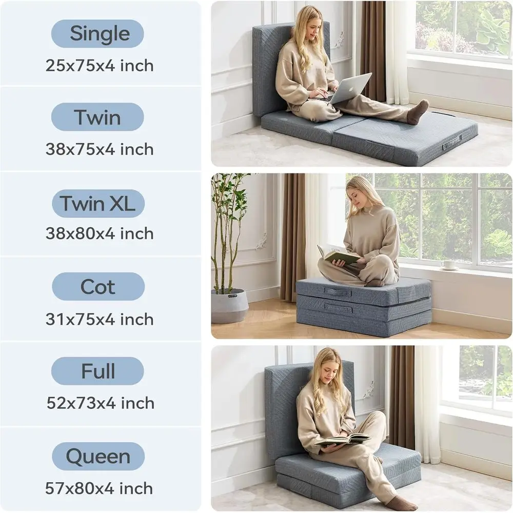 مرتبة محمولة كاملة الحجم من إسفنج الذاكرة للسفر والتخييم واليوجا - قابلة للغسل، معتمدة من CertiPUR-US، مناسبة للبالغين #4