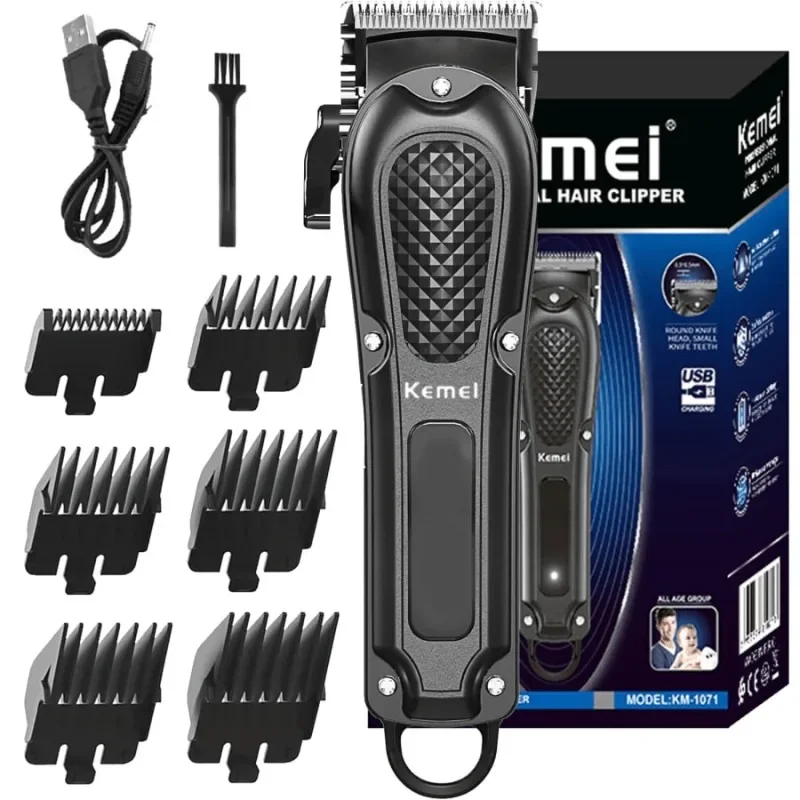 

Barber Blading Hair Cutting Machine Clipper Kemei KM-1071Grooming Cordless Rechargeable Professional Shaver Clippers