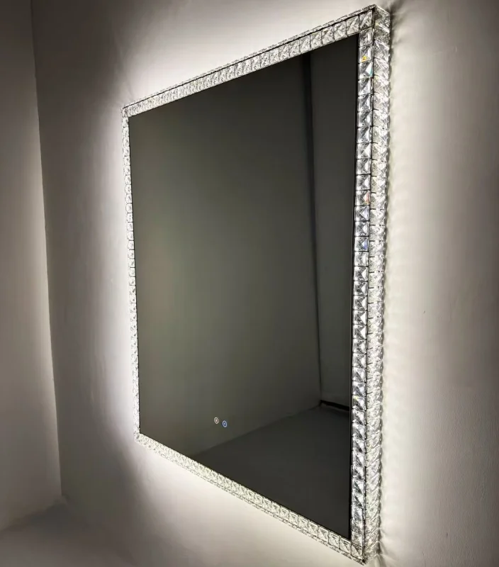 Customized Touch Screen Led Crystal Diamond Mirror Hotel Bathroom Smart Mirror