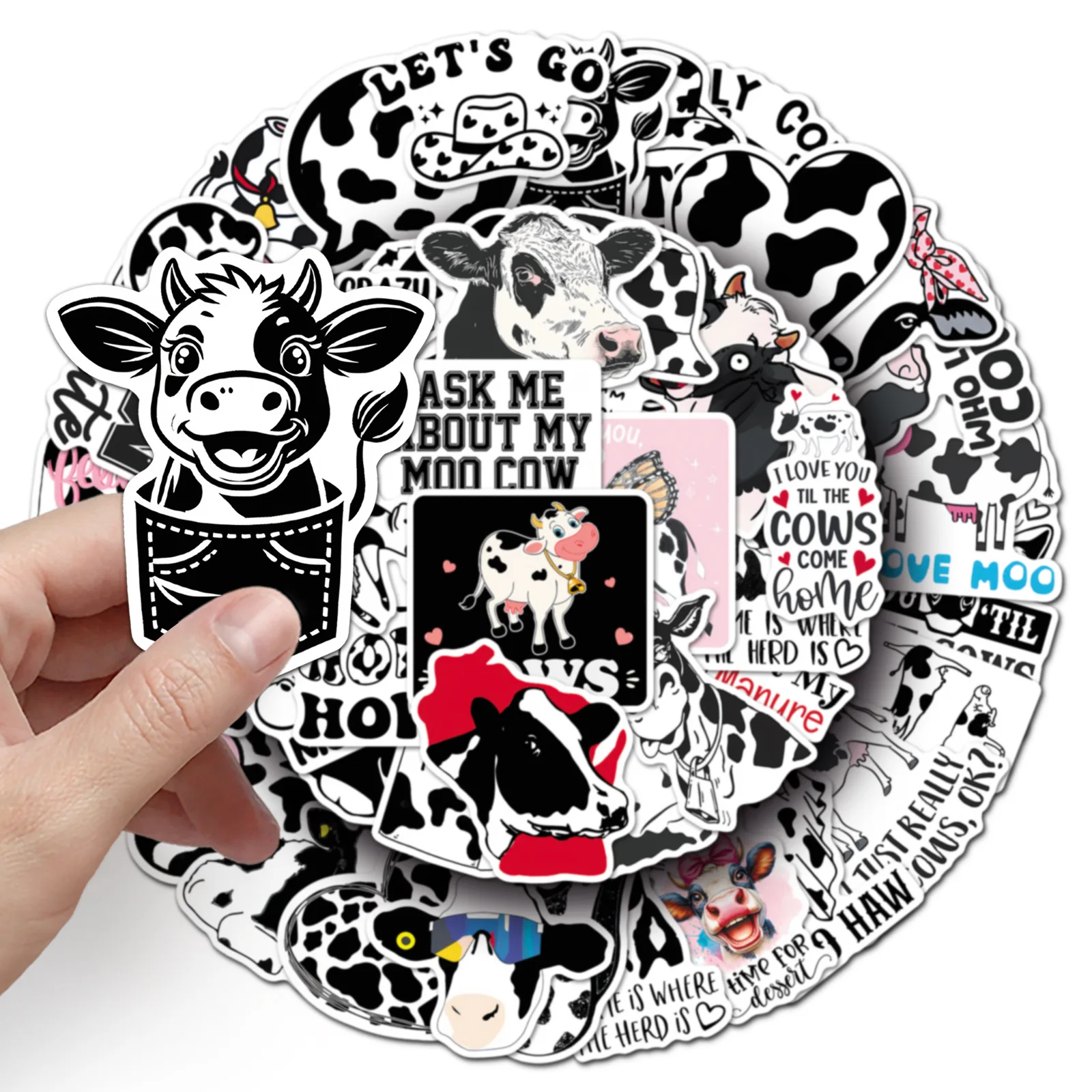 10/50PCS Cartoon Cute Cow Fun Sticker DIY Decoration Mobile Phone Case Notebook Water Cup Waterproof Toy Gift Sticker