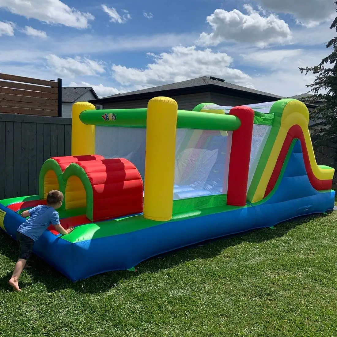 6.5*2.8*2.4m Inflatable Bounce House Obstacle for Kids Inflatable Games Toys Slide Bouncer Jumping Big Trampoline Castle