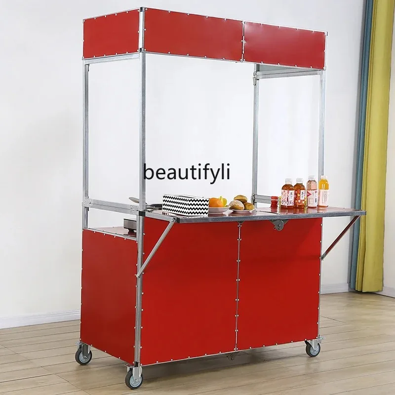 Folding and disassembling pulley multi-functional mobile cart, cold drink stall car promotion table H