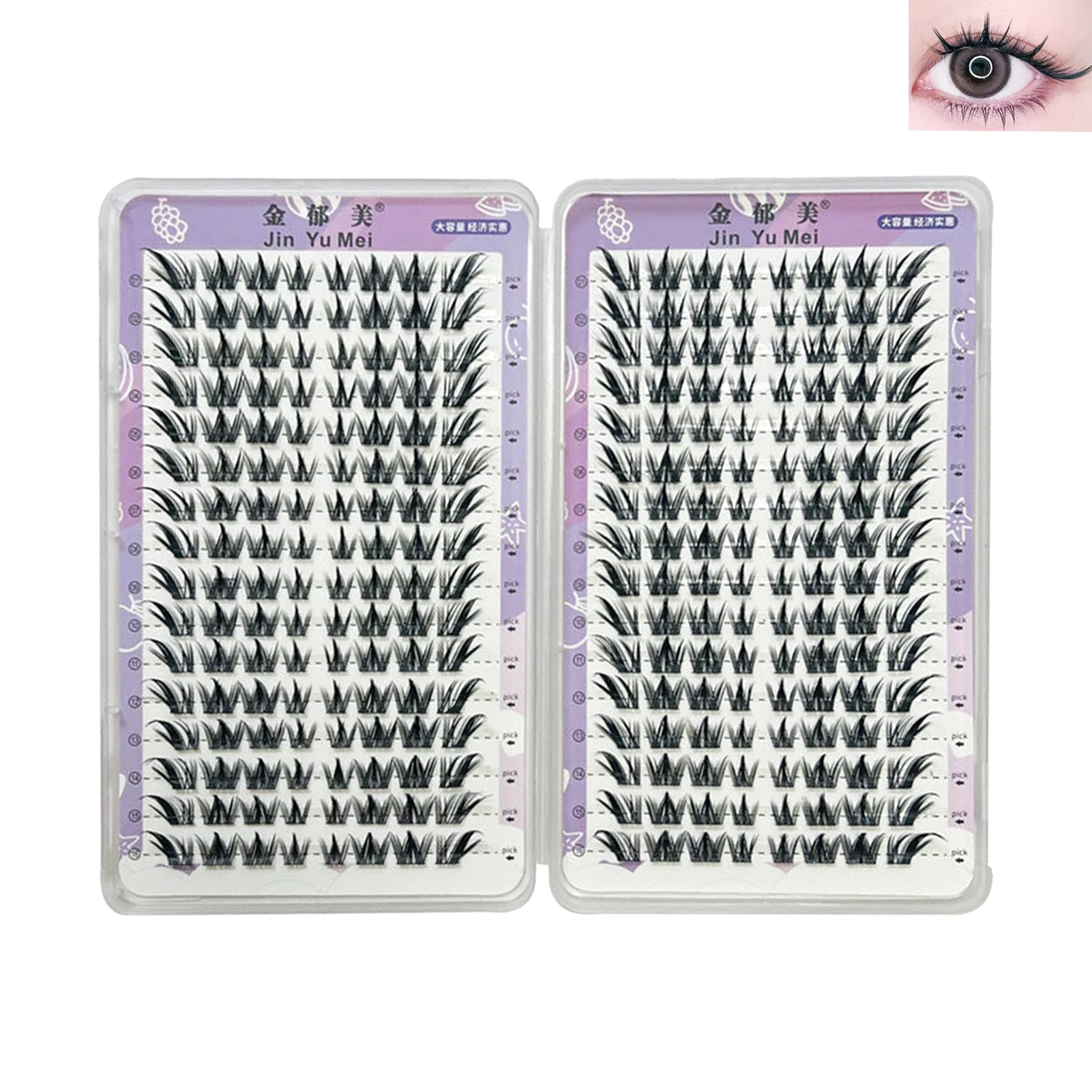 32Rows False Eyelashes Large Capacity Foxes Fake Eyelash Extension Fluffy Fairy False Eyelashes Segmentation Comic Lash Clusters
