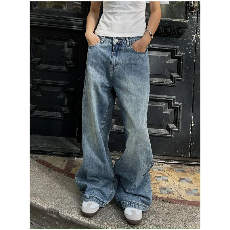 Jean Femme Taille Haute Élastique Coupe Droite - Jean Large Wide Leg Ultra Confortable Y2K