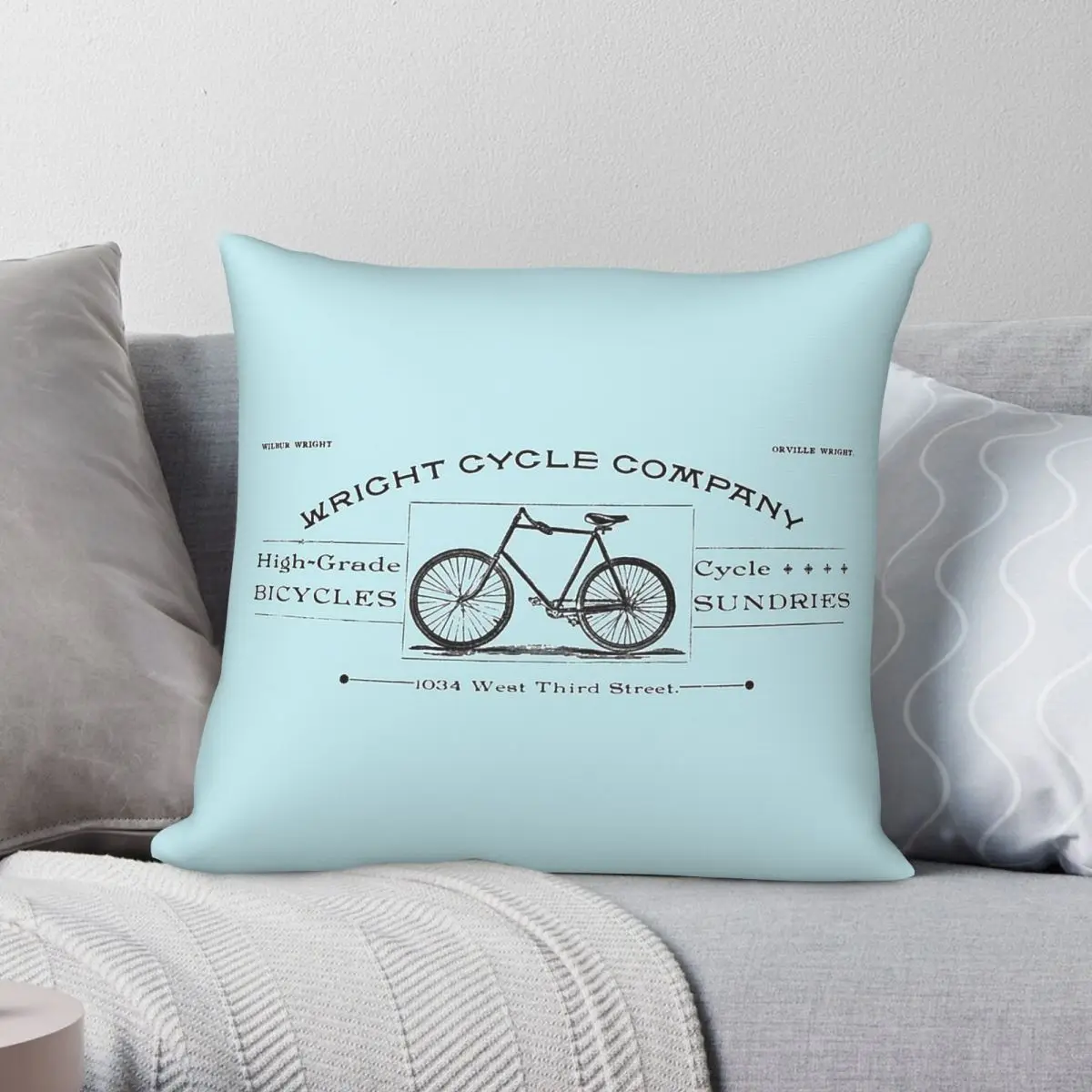 Wright Brothers Cycle Company Square Pillowcase Polyester Linen Velvet Pattern Throw Pillow Case Home Cover Wholesale 45x45