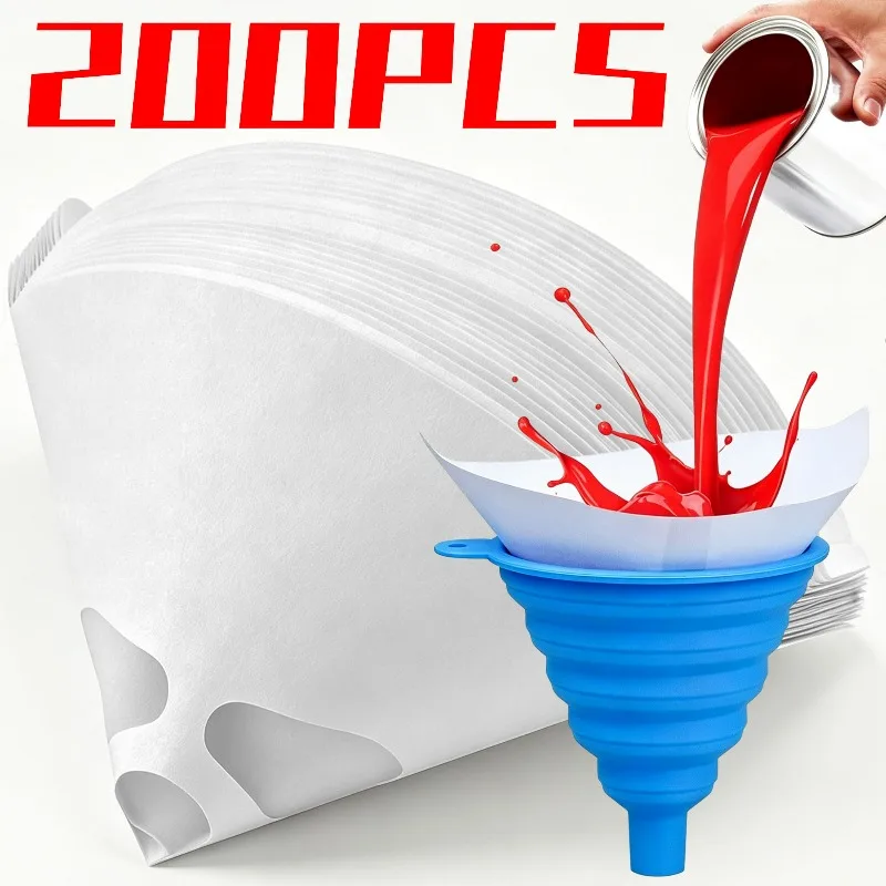 10-200pcs Car Paint Filter Paper Funnel 100 Mesh Nylon Cone Strainers Disposable Purifying Cup Automotive Spray Coating Liquid