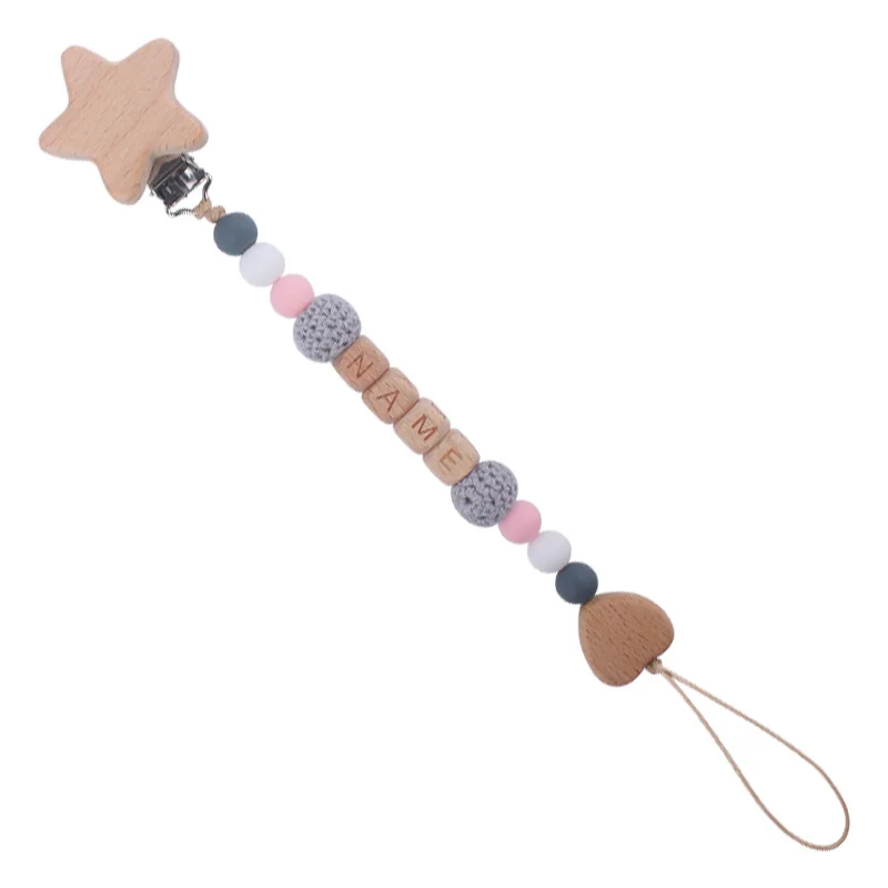 Clip per ciuccio per bambini lettere personalizzate nome accessori per neonati ciucci supporto per catena massaggiagengive per neonati Clip fittizie personalizzate per capezzoli