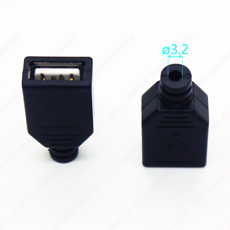 5 pz fai da te USB A tipo maschio femmina connettori Dia.3.2mm adattatore di montaggio USB Jack 2.0 presa di saldatura con guscio in plastica