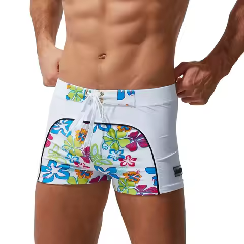 Summer Men's Swimming Trunks Waterproof Swimwear Shorts Funny Printed Nylon Boxer Swimsuit Male Swim Surf Beach Shorts