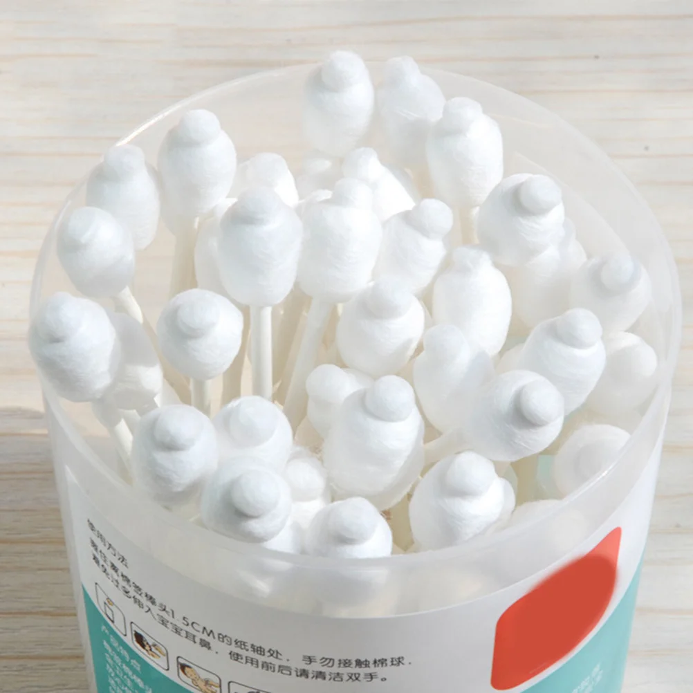 224 قطعة مسحات قطنية للأطفال صديقة للبيئة على شكل القرع الطبيعي نهايات مزدوجة لشمع الأذن وزر البطن للعناية بالجروح وتطبيقات المكياج #4