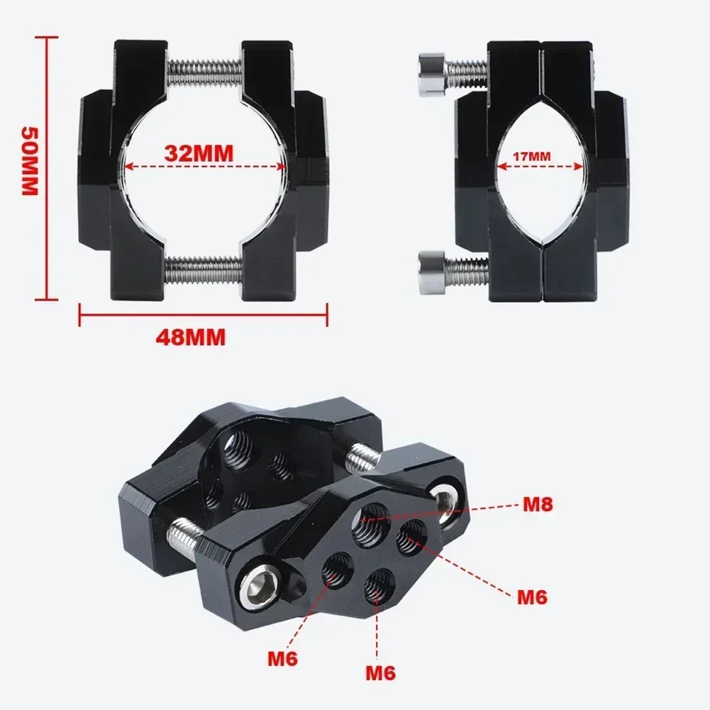 Alloy Motorcycle Stand 17-32mm Bracket Bumper Clamp AuxiliarySpotlight Headlight Mount Clip Light Phone GPS Handlebar Holder NEW