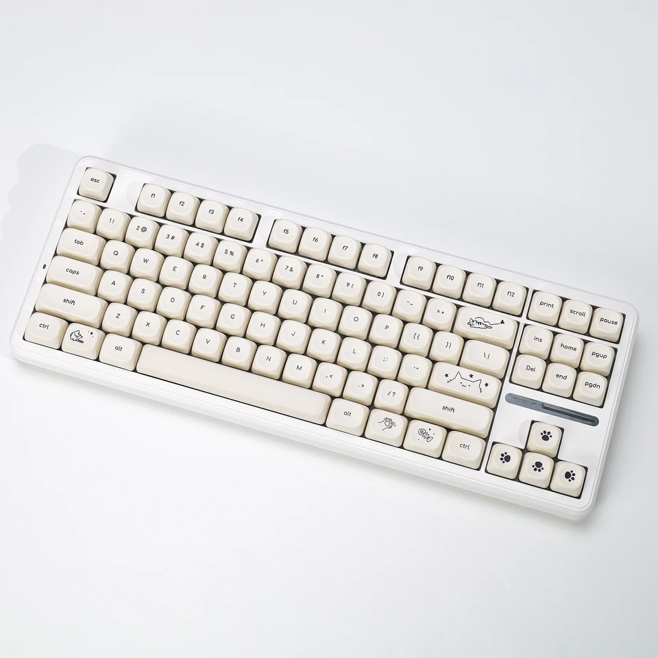 KBDiy Milk White Cat Keycaps for 60% Mechanical Keyboard