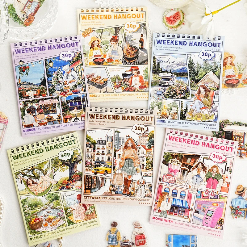 30 Stück/Packung Freizeitleben Thema Landschaftsbau Aufkleber Etikett Tagebuch Planer Junk Journal Dekorative Scrapbooking DIY Bastelaufkleber