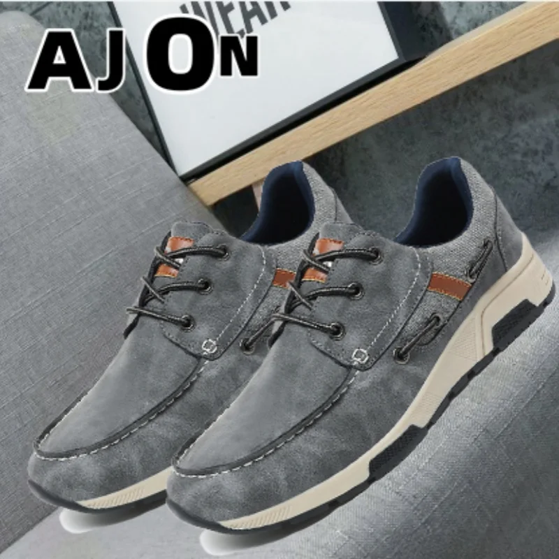 

New men's low-cut casual shoes leather denim upgrade wear-resistant outdoor autumn and winter comfortable breathable men's shoes