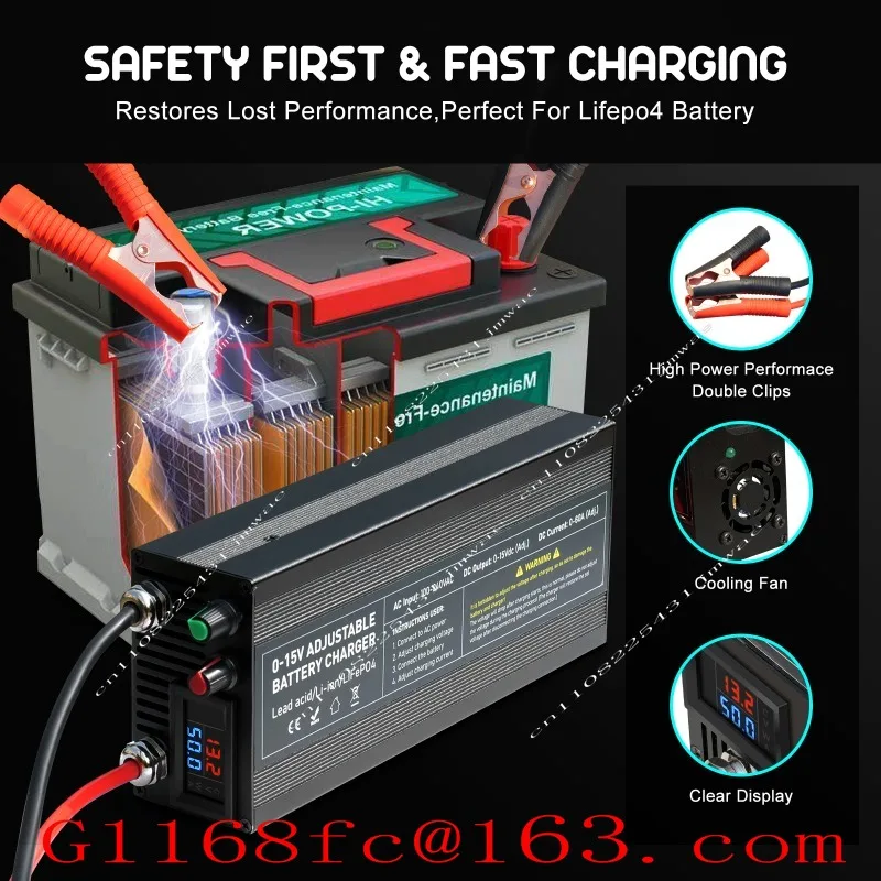 12V Lithium Battery Intelligent Charger 60A85a Voltage Adjustable Lithium Battery Adapter