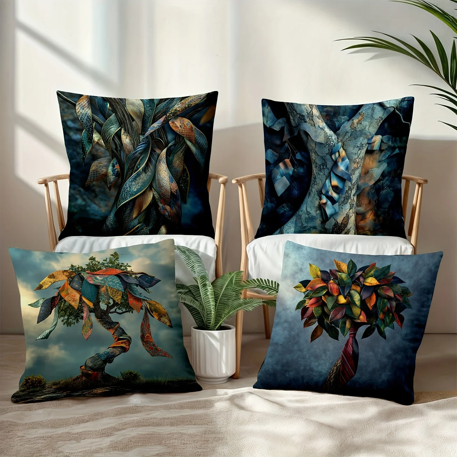 

Creative Tree-Themed Design Pattern Pillow Covers For Living Room Bedroom And Sofa Home Decoration