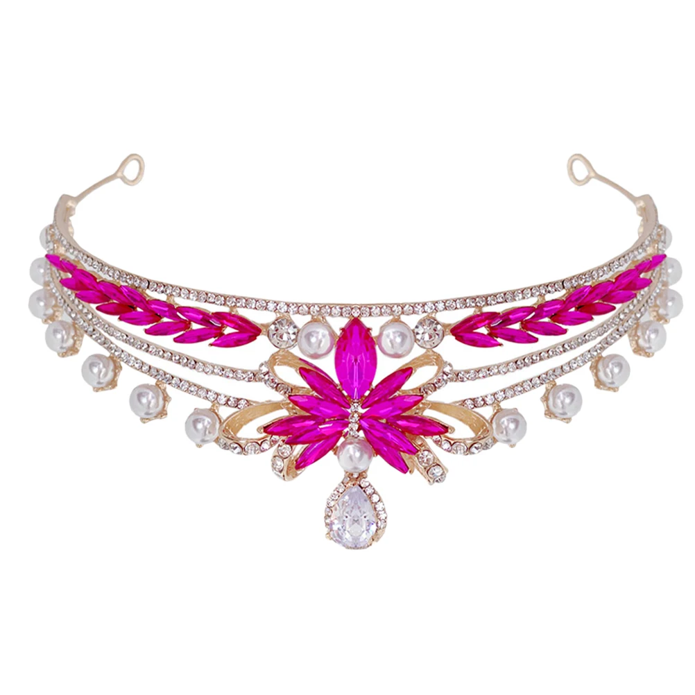 

Princess Pearl Bow Crown Mother Hair Decorations for Women Zinc Alloy Bridal Headdress