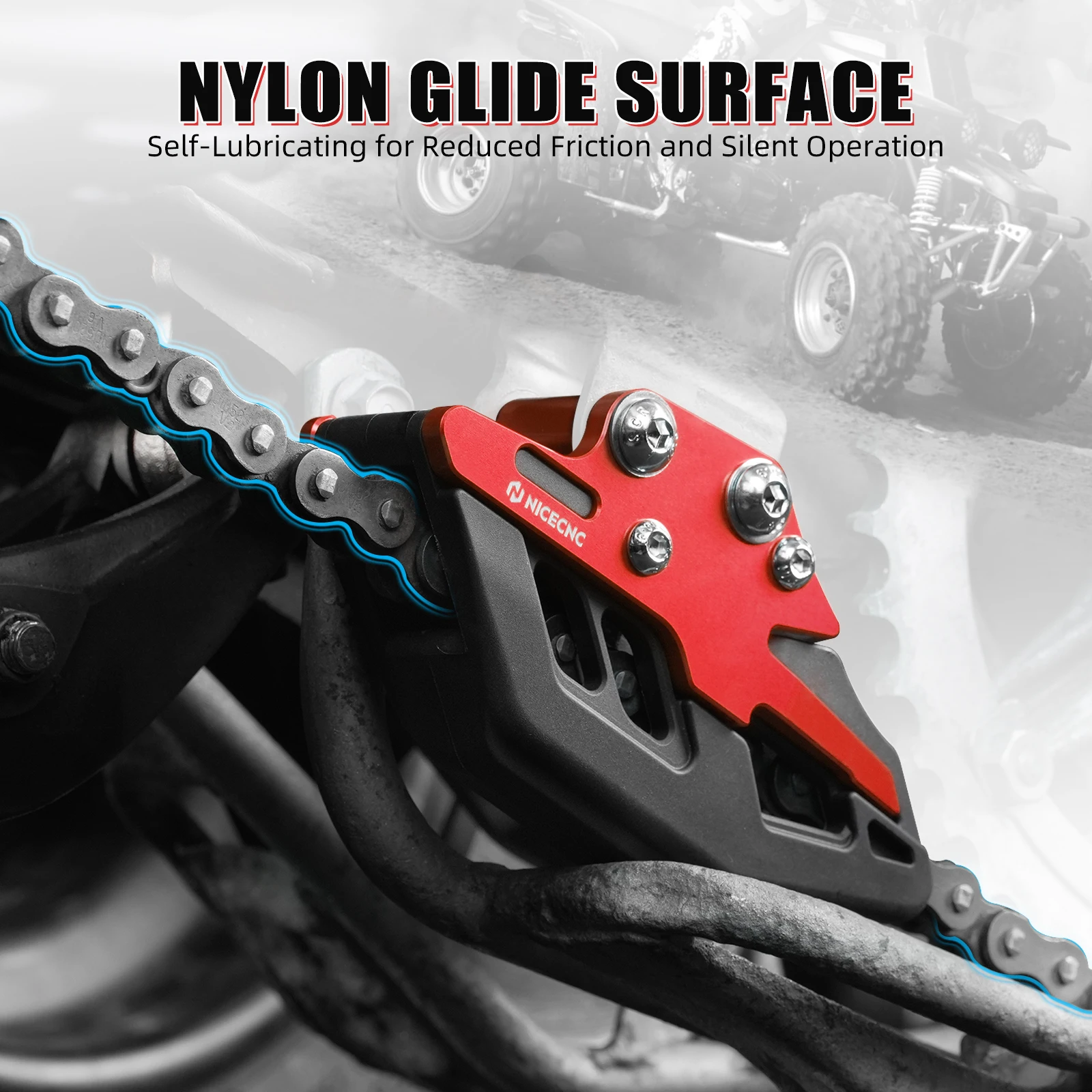 Nicecnc guia de corrente de motocicleta, proteção de roda dentada deslizante para yamaha banshee 350 1987-2006 6061-t6 alumínio atv 5x4-22199-00-00