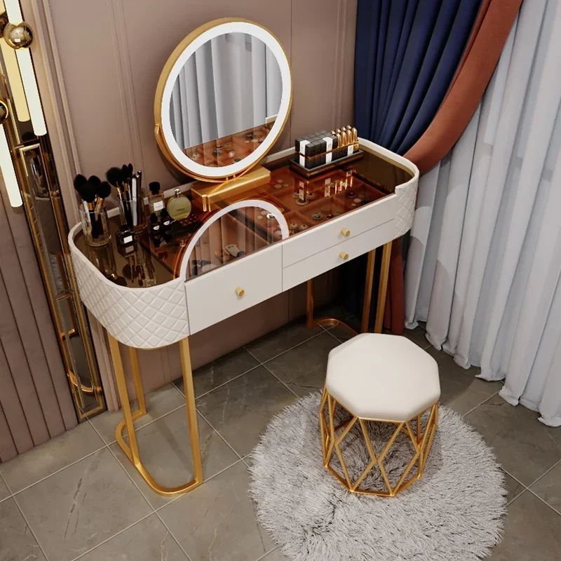 Luxury Bedroom Vanity Table Makeup Storage Mirror Drawers Dressing Table Accessories Nail Modern Penteadeira Trendy Furniture image 3