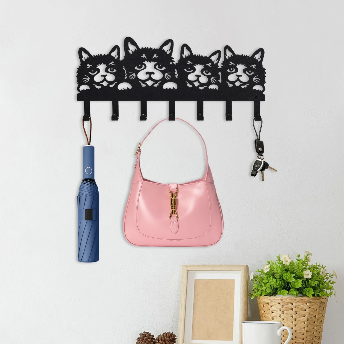 1PC Metal Key Holder Hooks Organizer Rack Wall Mounted Decor for Entryway Front Door Kitchen Hallway Garage Mudroom Office