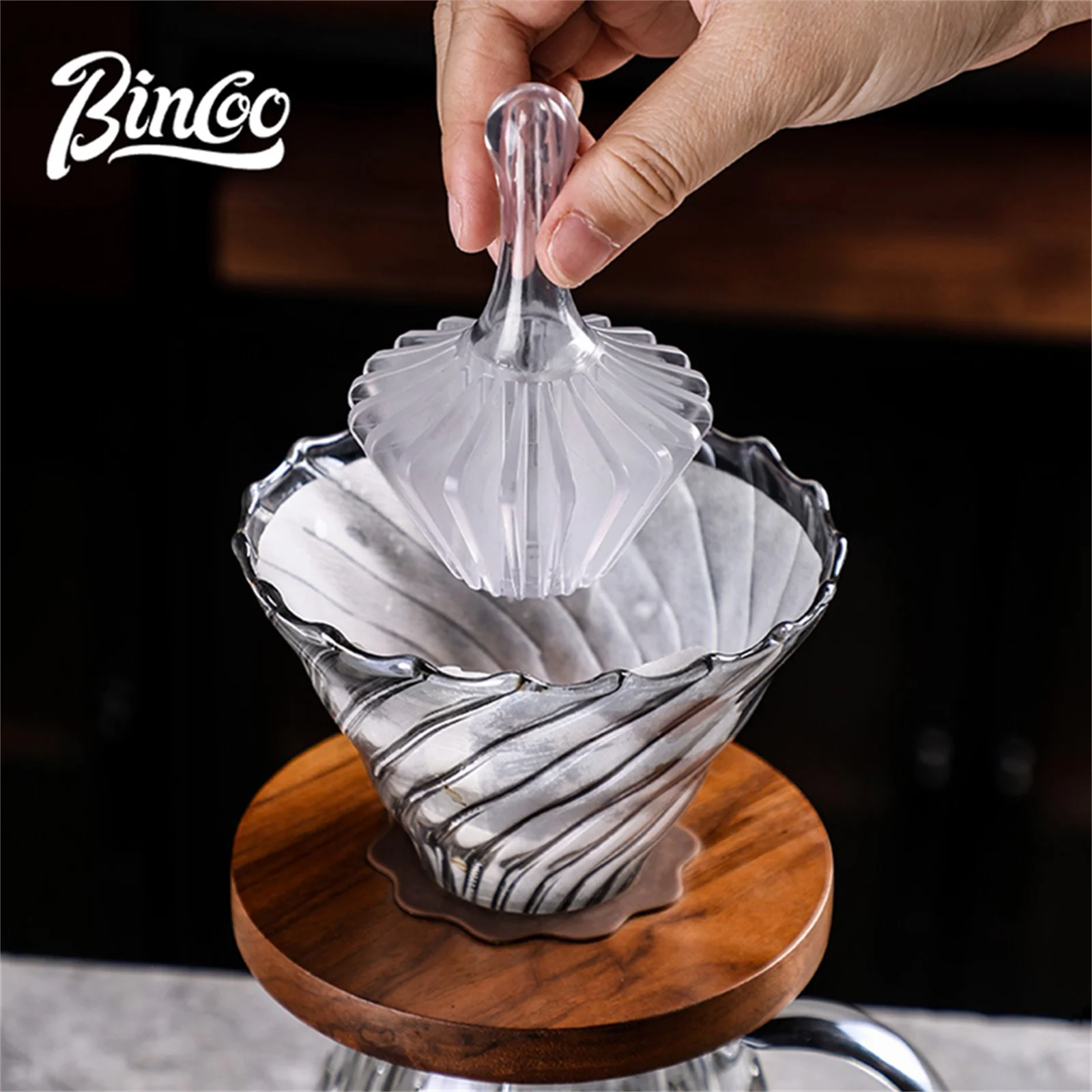 Bincoo Filter Paper Holder, Heat-Resistant Tritan Coffee Press Ring, Pour Over Assistant, Household Coffee Accessory - Image 4