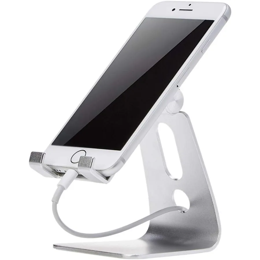 

B Adjustable Aluminum Phone Stand for Cell Phones iPhone and Android 3.15 x 2.87 x 3.74 inch Silver
