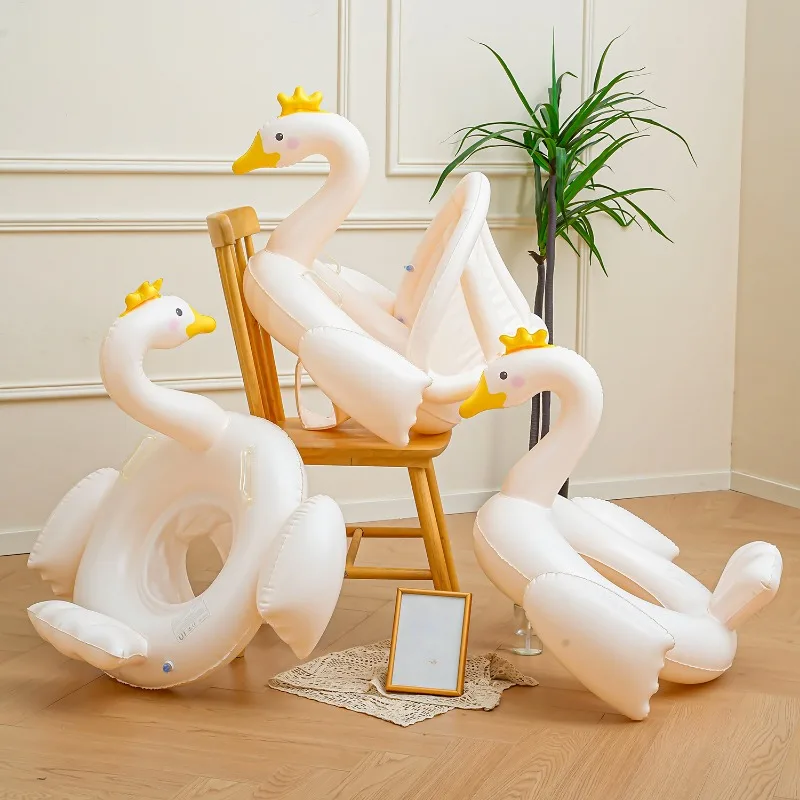 Nadmuchiwane zabawki Crown Swan, pogrubione koło do pływania z PVC, letnie zabawki wodne dla dzieci do użytku na zewnątrz w basenie lub parku wodnym.