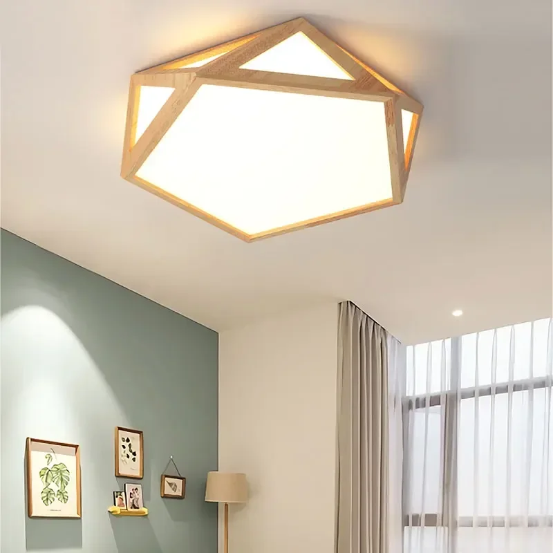 TechHPDesign Led Ceiling Light Living Room Bedroom Modern Wood Grain Ceiling Led Chandelier Kitchen