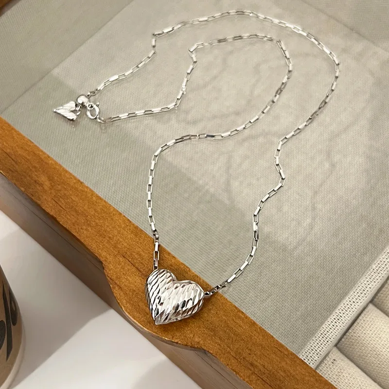 Car Flower Love Necklace S925 Sterling Silver Pull-up Heart Sweater Chain Autumn and Winter New Silver Jewelry Wholesale