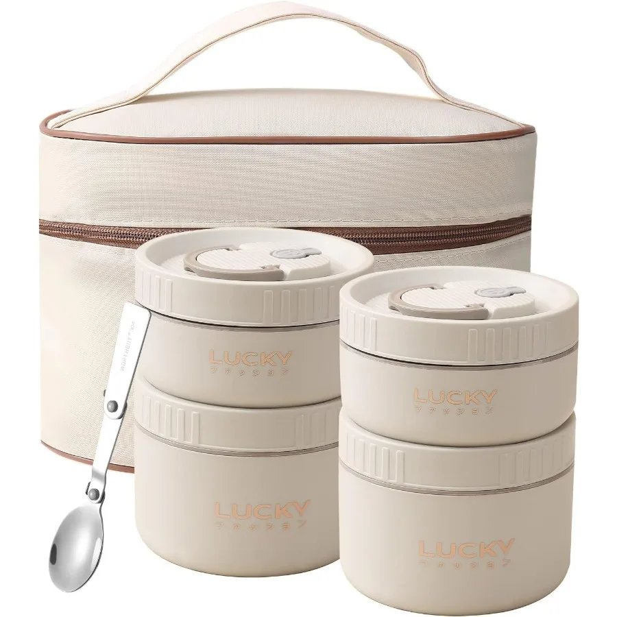 

Bento Box Adult Lunch Box Set, Portable Keep Warm Lunch Container With Insulated Bag, 18/8 Stainless Steel Thermal Food Containe