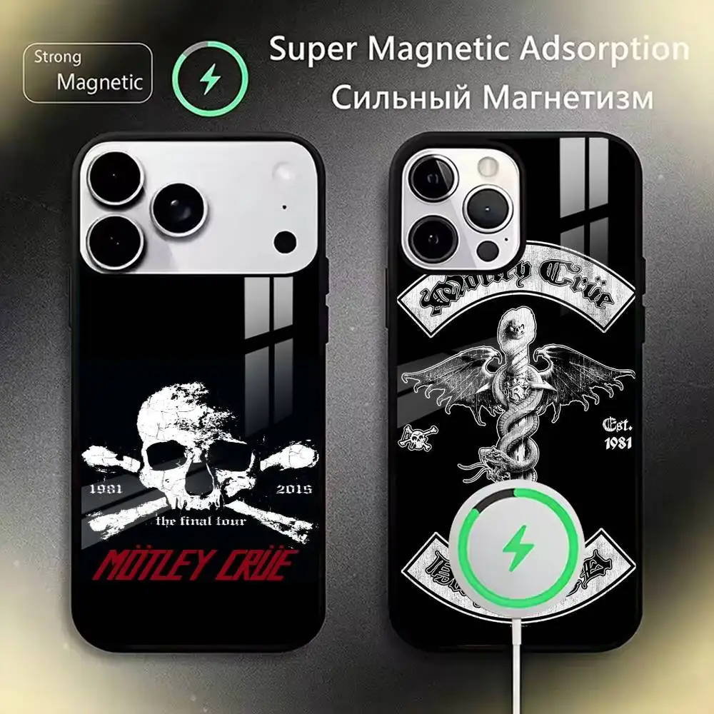 

M-MotleyS Rock C-CrueS Phone Case Magnetic with Magsafe Wireless Charging For iPhone17,16,15,14,13,12,11 Plus,Pro