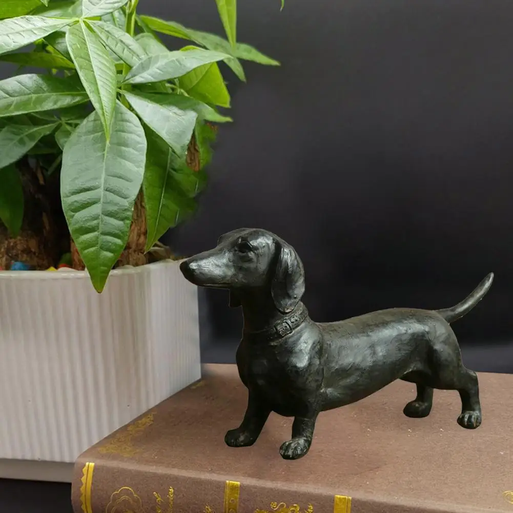 Dog Figurine Weather-resistant Fadeless Anti-scratch Drop-resistant Collectible Hand-crafted Long Body Dog Sculpture Garden Deco