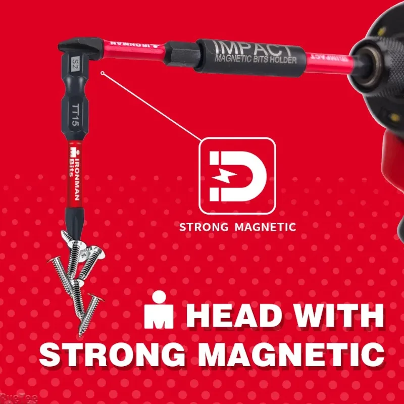 Long Extension Screwdriver Bits S2 Steel, Impact Tough Star Drill Bits with Rubber Holder Bar, 1/4 Hex Shank Magnetic Batch
