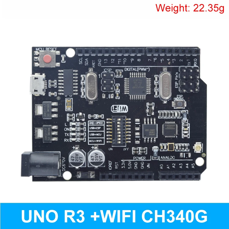 Imagem -05 - Conselho de Desenvolvimento Oficial Uno r3 Atmega16u2 Uno Mais Wifi Chip Mega328p Ch340g para Tztrduino Wemos Esp8266 Conjunto