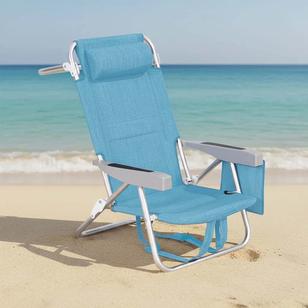 

Foldable Aluminum Frame Oxford Cloth Beach Lounge Chair, Modern Portable Backpack Design for Camping, Beach, Park & Outdoor Use