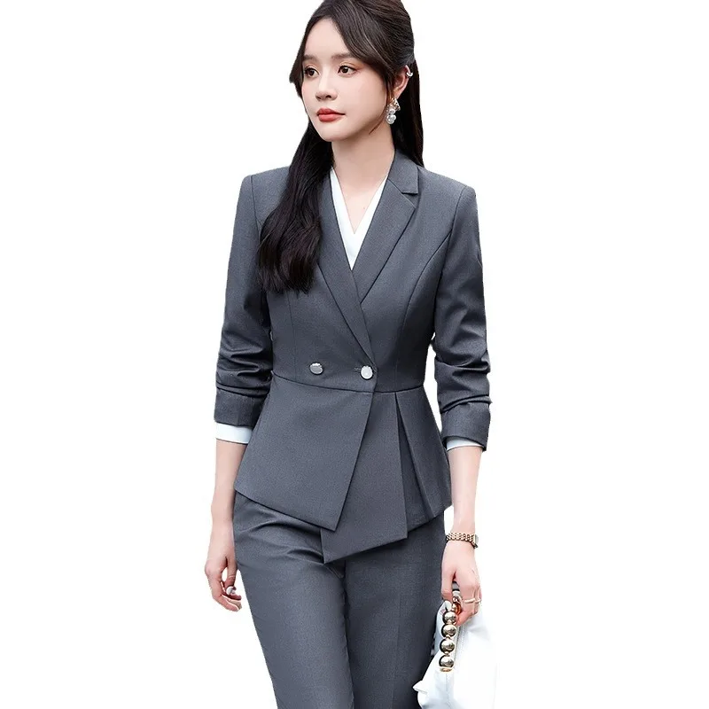 High-Grade Suit Jacket Women's Temperament Goddess Style Waist-Tight Suit Business Suit Jewelry Medical Beauty Salon Workwear