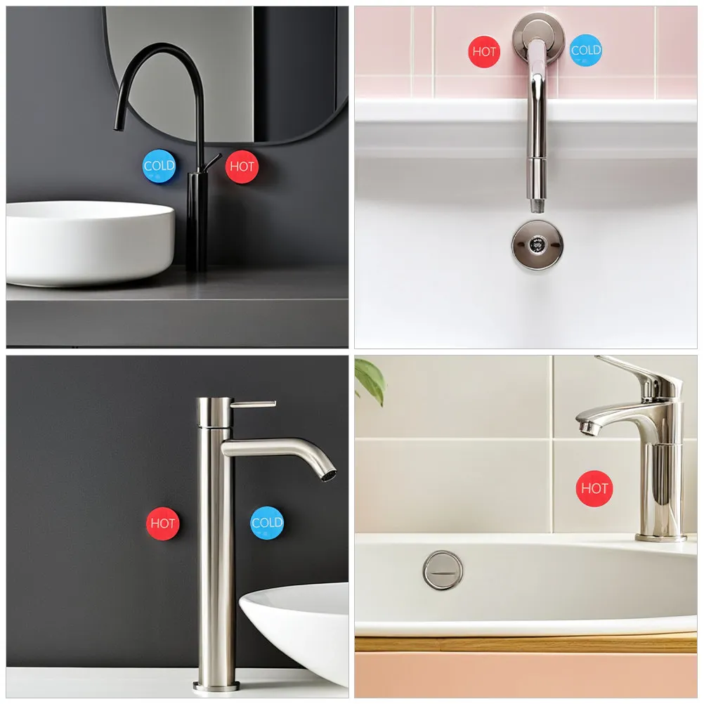 15Pairs Acrylic Hot Cold Sticker Water Faucet Indicator Signs Bathroom Sink Labels Self-Adhesive Durable Clear Marking