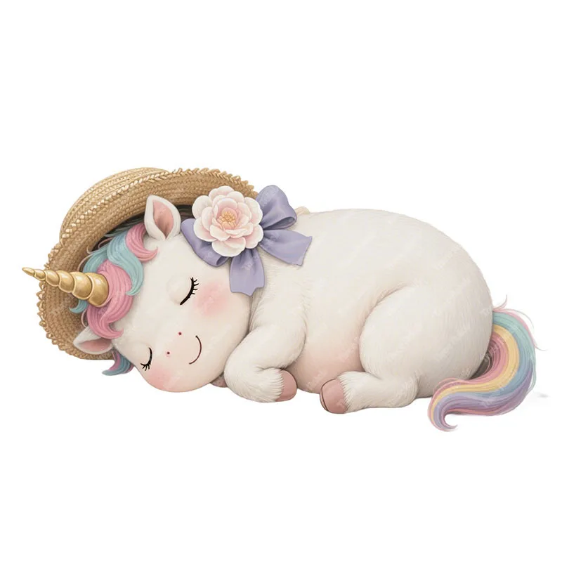 Three Ratels CEE201 Cute sleeping unicorn cartoon Wall stickers for decorating children's bedrooms