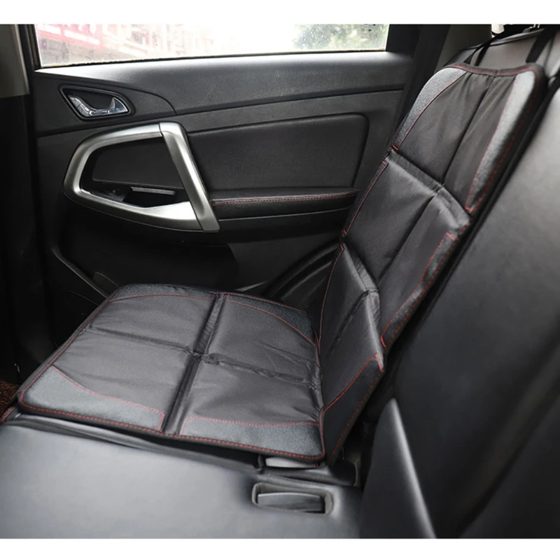 D7YA PU-Leder-Autositzbezug, passend für alle Babyautositze, Matte, kratzfest, Kissenschutz mit Aufbewahrungsnetztaschen – Detail 2