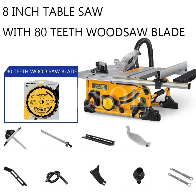 8 Inch Table Saw,210MM Wood Cutting Saw,Dust Free Portable Woodworking Cutting Machine 1500W 80 Teeth Sliding Circular Saw