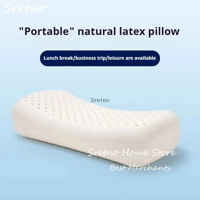 

Natural Latex Small Pillow Single Lunch Break Sleeping Pillows Portable Travel Neck Pillow Office Cushion with Cotton Pillowcase