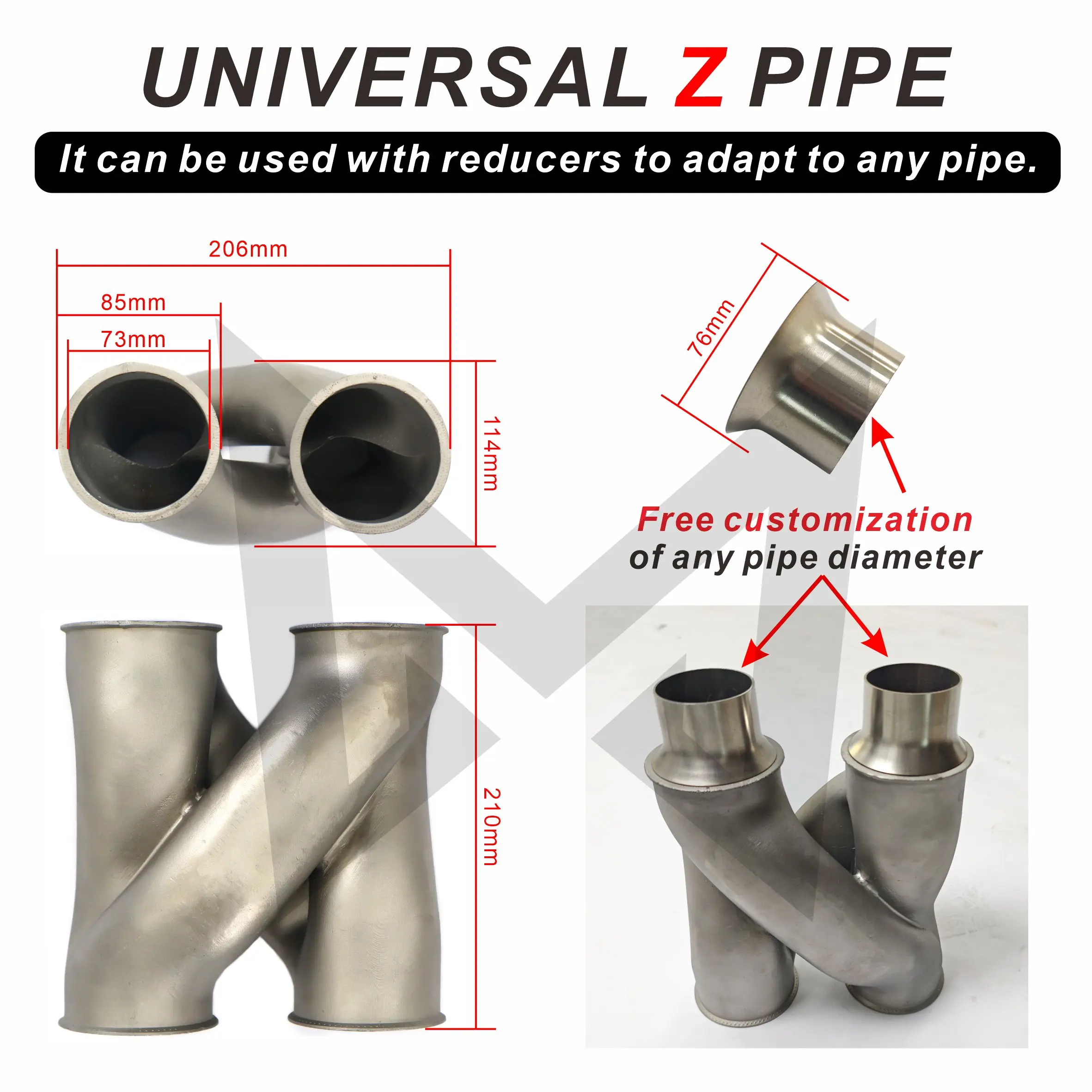 

MANX Z pipe for Universal car Model Lightweight High quality Exhaust Direct bolt-on installation