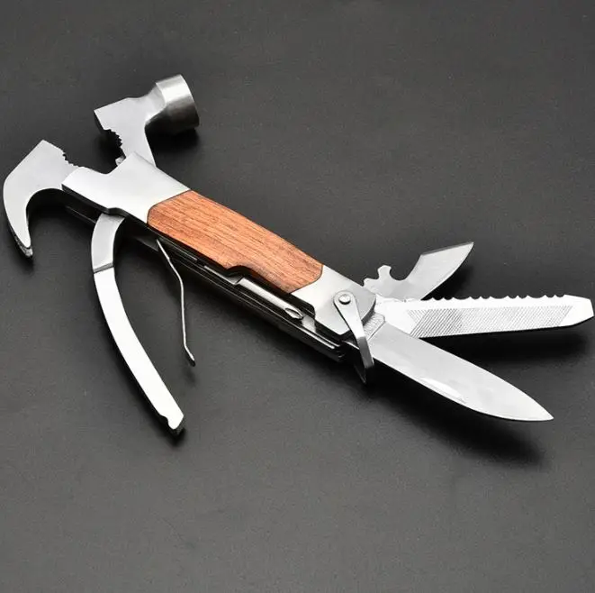 Innovation Gift Wood Handle 9  in 1  Claw Hammer Multitool Pliers Multi Tool Multitool