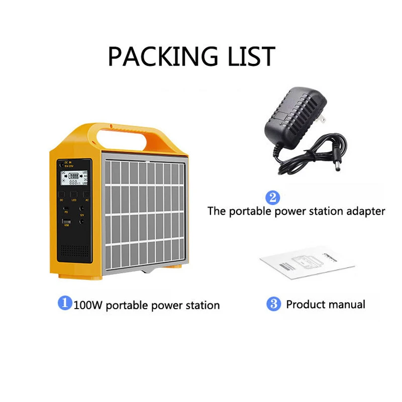 Estación de energía de 76,8Wh, batería LiFePo4, generador Solar de 100W, almacenamiento, Banco de energía de 220V/110V con Panel Solar para viajes de acampada
